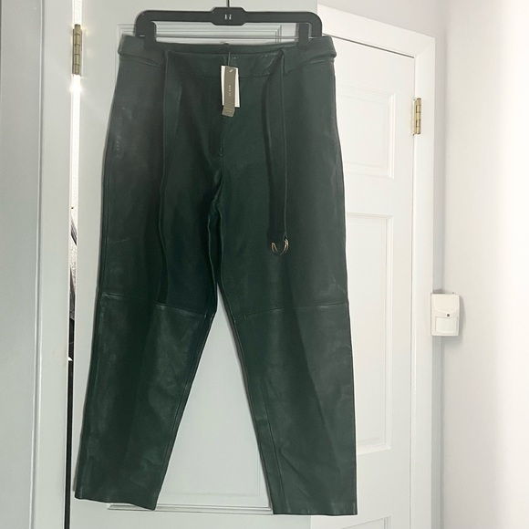 🦚 J. Crew Collection 100% Genuine Leather Hunter Green Pant - Picture 2 of 10